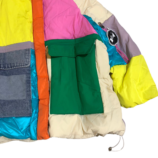 Colorful Rainbow Color Block Puffer Jacket