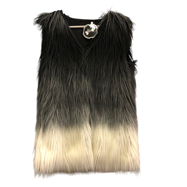 Embellished Heart Eye faux fur vest