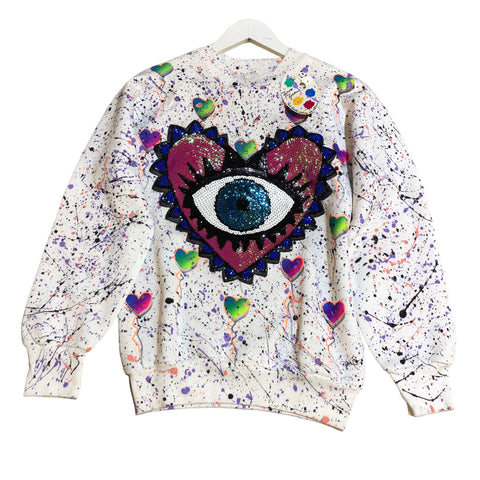 Sequin Eye Heart Collage Blim x JamJams Sweater