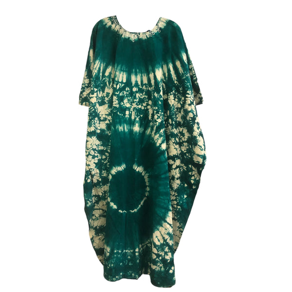 Emerald Green Vintage Tie dye Kaftan Dress