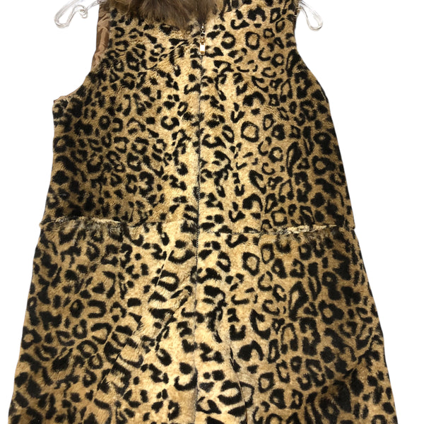 Embellished tiger dragon faux fur vest