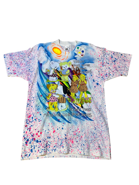 Hand Splattered Neon Friends Short Sleeve Crewneck