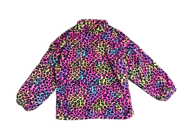 Rainbow Leopard Faux Fur Jacket