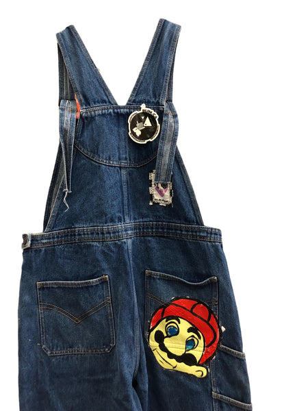 Handpainted OOAK Mario Denim Overalls by Zealot