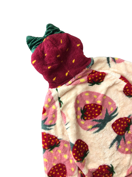 Strawberry Fleece Coat with Hood