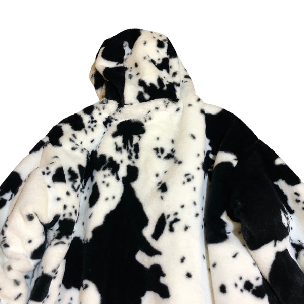 Cow Faux Fur Hooded Jacket