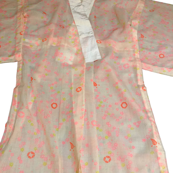 Pink Red Sakura Print Vintage Nagajuban