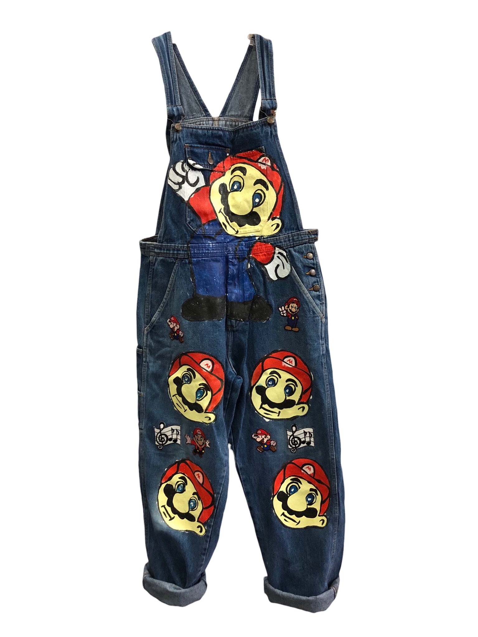 Handpainted OOAK Mario Denim Overalls by Zealot