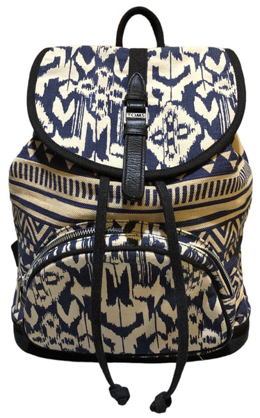 Vintage Blue White Woven Back Pack by Tom's