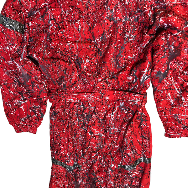 Red Black Hand Splattered Ski Suit