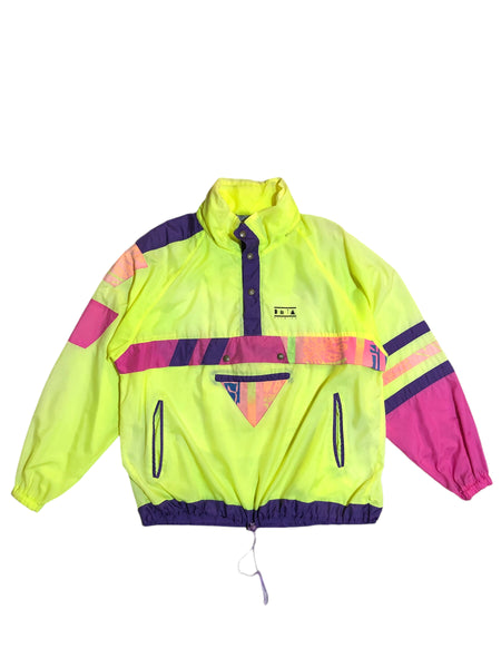 80s New Face Neon Wind Breaker Anorak Jacket by Blim