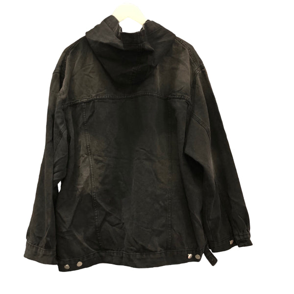 Black Acid Denim Hoody Jacket