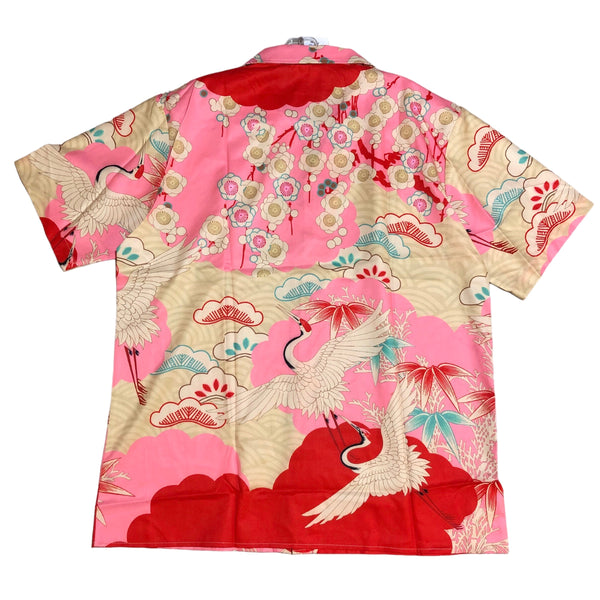 BACK IN STOCK Pink Sakura Print Short Sleeve Button up