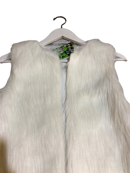 Glitter heart embellished faux fur vest