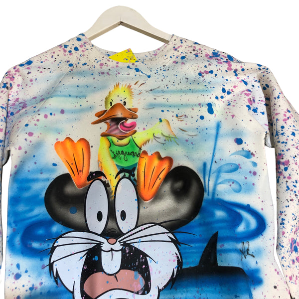 Hand Splattered Vintage Bugs Bunny Crewneck Sweater by BlimxJam jams