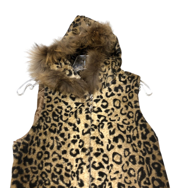 Embellished tiger dragon faux fur vest