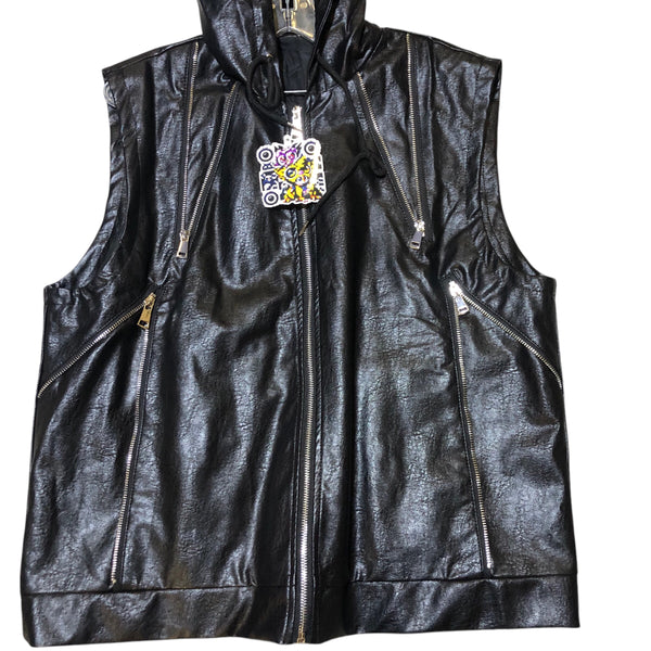 Faux Leather Biker Vest