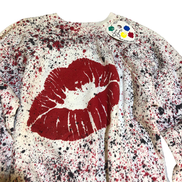 Hand Splattered Vintage Lips Crewneck Sweater by BlimxJam jams