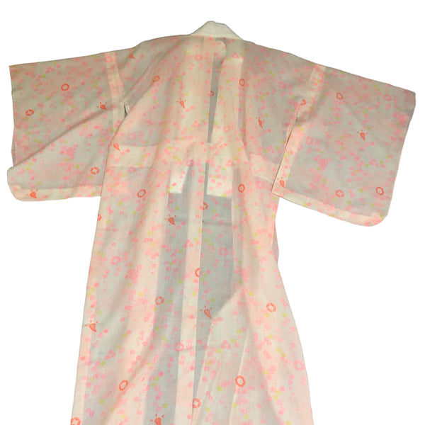 Pink Red Sakura Print Vintage Nagajuban