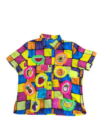 Rainbow check Short Sleeve Button up By Zealot