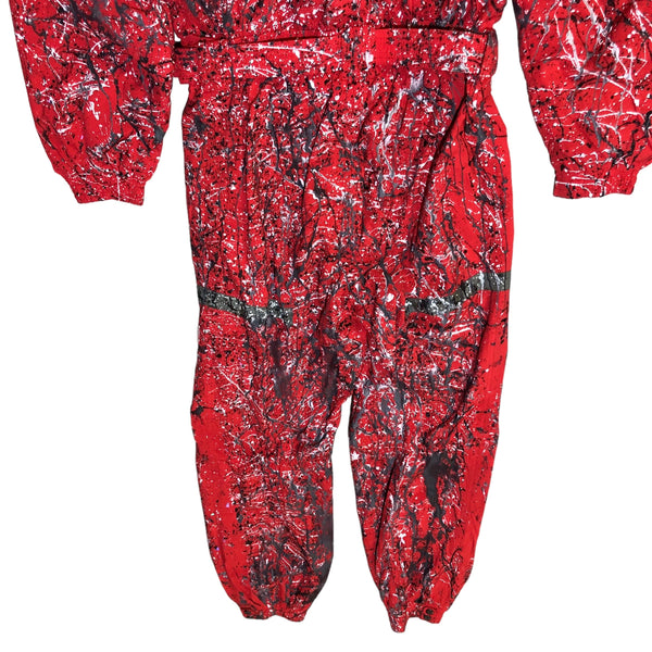 Red Black Hand Splattered Ski Suit