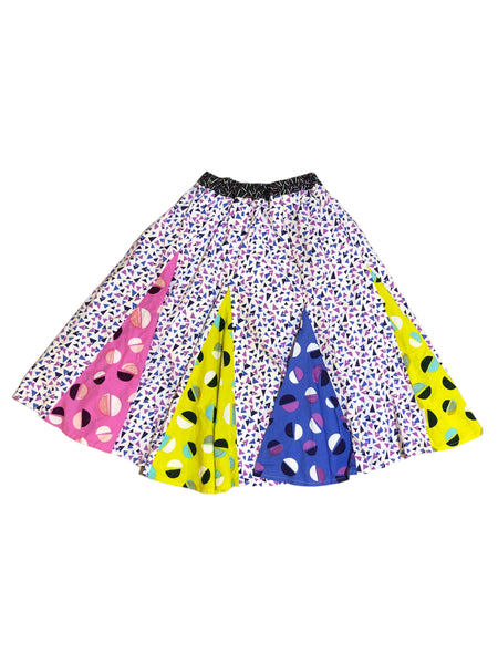 Candelicious Pink Blue Yellow Polka dot Patchwork Skirt