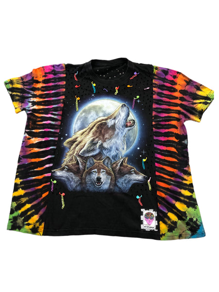 Hand Embellished Tie Dye Wolf Shirt by Zealot