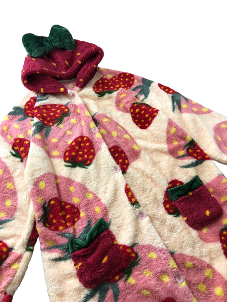 Strawberry Fleece Coat with Hood