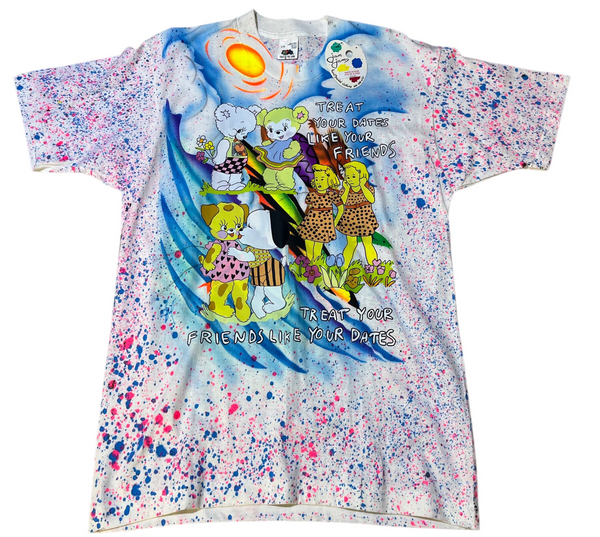 Hand Splattered Neon Friends Short Sleeve Crewneck