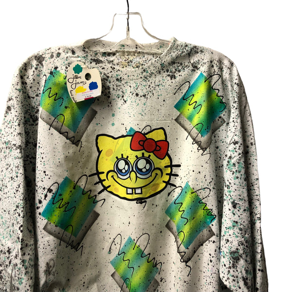 OOAK Sponge Kitty Splatter Sweater by Jam Jams x Blim