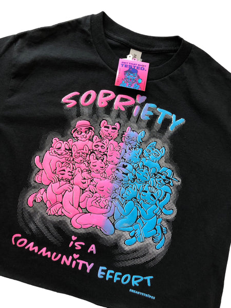 Hand Printed Sneaky Stripes Sobriety Shirt