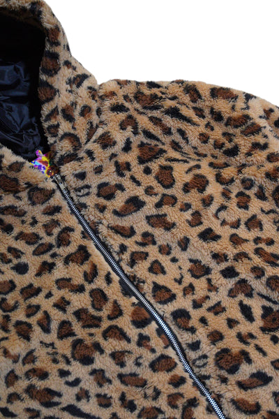 Leopard Faux Fur Jacket with Hood