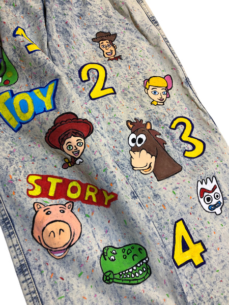Hand Embellished Toy Story Upcycled denim by Zealot