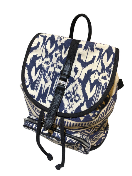 Vintage Blue White Woven Back Pack by Tom's