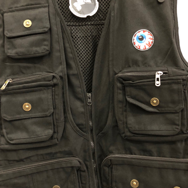 Escher Eyes Printed Patch Cargo Vest