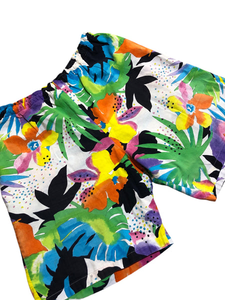 Vintage 80s Tropical Cotton Shorts