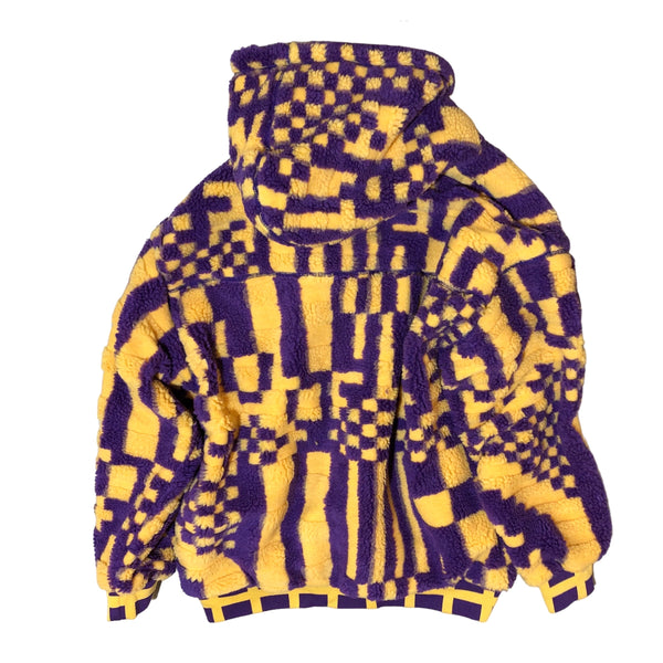 Yellow Purple Heavy Fleece Pattern Pullover