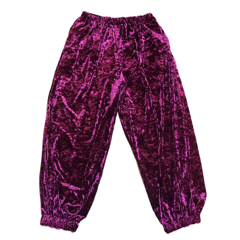 Custom Raspberry Crushed Velvet Balloon Pant by Blim