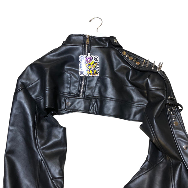 Faux Leather Biker Crop jacket