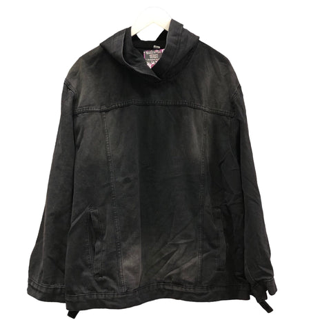 Black Acid Denim Hoody Jacket