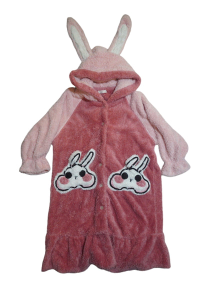 Embellished Fleece Bunny Hooded Robe