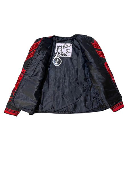 Red Black Embellished Vintage Jacket by Judith Roberts