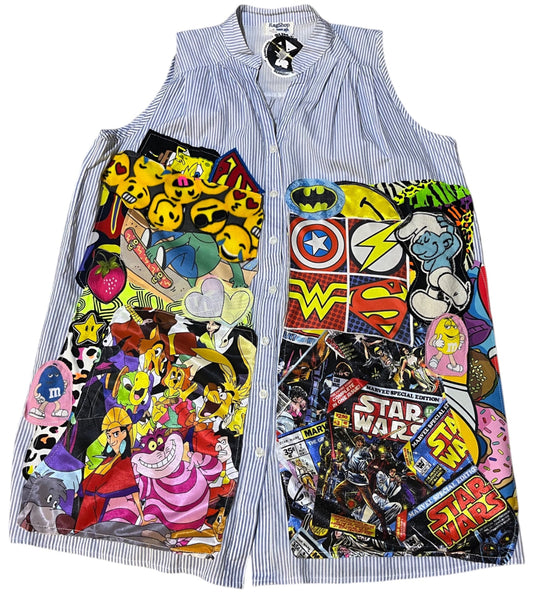 Hand Upcycled sleeveless Shirt by Zealot