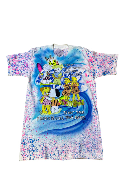 Hand Splattered Neon Friends Short Sleeve Crewneck