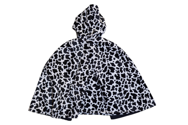 Cow Faux Fur Hooded Poncho