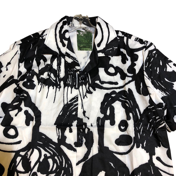 BACK IN STOCK! Black and White Clown Print Short Sleeve Button up