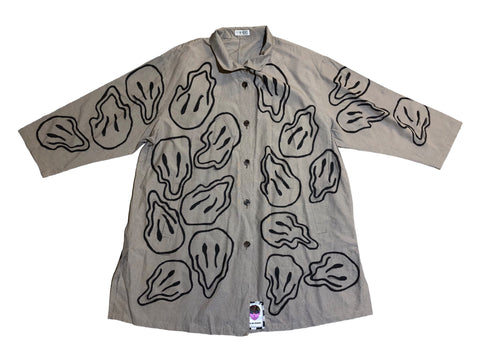 Taupe Smiley Short Sleeve Button up By Zealot