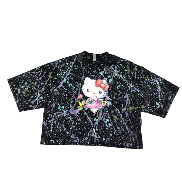 Hand Splattered One of a Kind Hello Kitty Crewneck Crop T by Blim