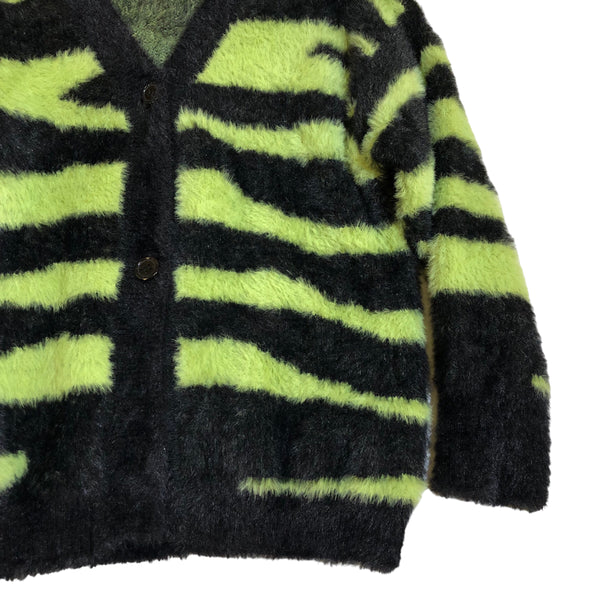 BACK IN STOCK Neon Green Black Mohair Knit Cardigan Sweater