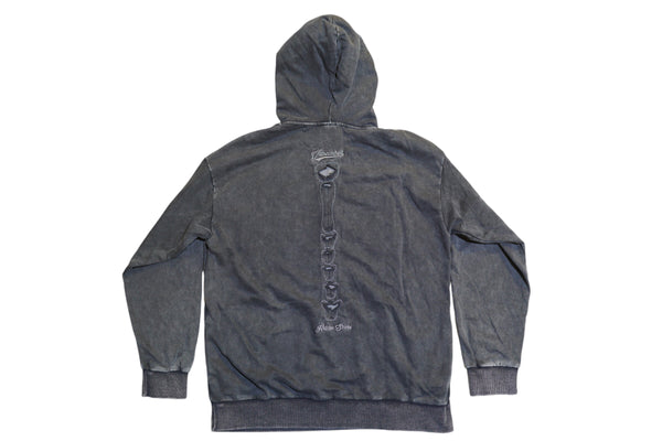 Black Hand Bleached Embellished Skull Hoodie
